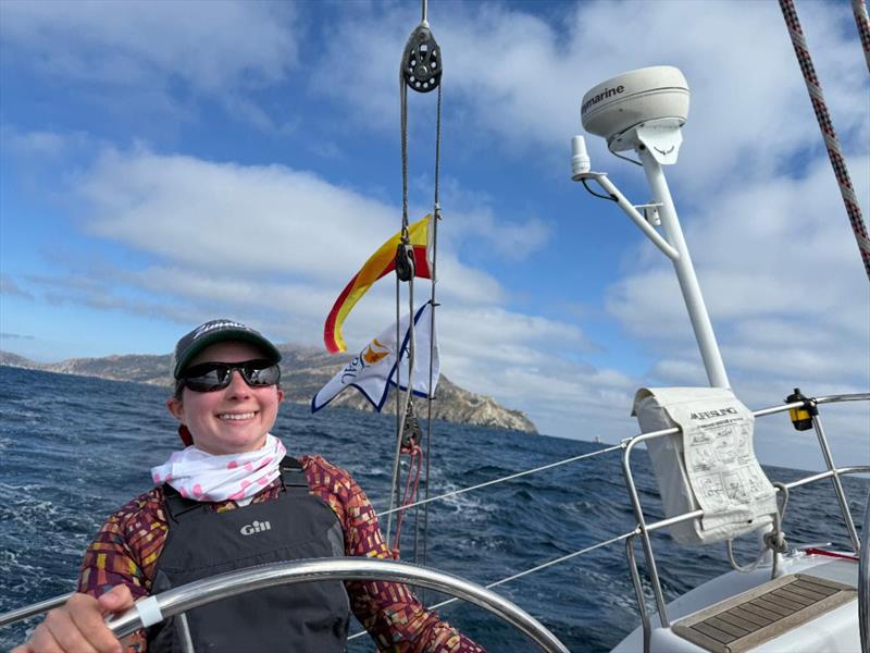 Samantha Gebb all smiles at the helm of Zimmer in the Transpac 2025 - photo © Zimmer