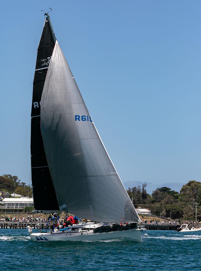 Faster Forward is farewelled by spectators in the 2025 Melbourne to Hobart Yacht Race photo copyright Al Dillon taken at Ocean Racing Club of Victoria and featuring the ORC class