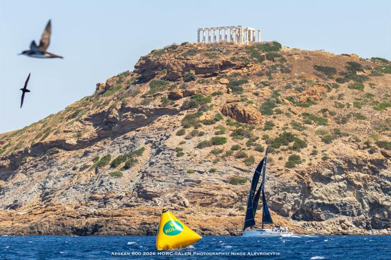 The 2500 year-old Ancient Temple of Poseidon oversees all finishers photo copyright Nikos Alevromytis / Alen Photography taken at Hellenic Offshore Racing Club and featuring the ORC class
