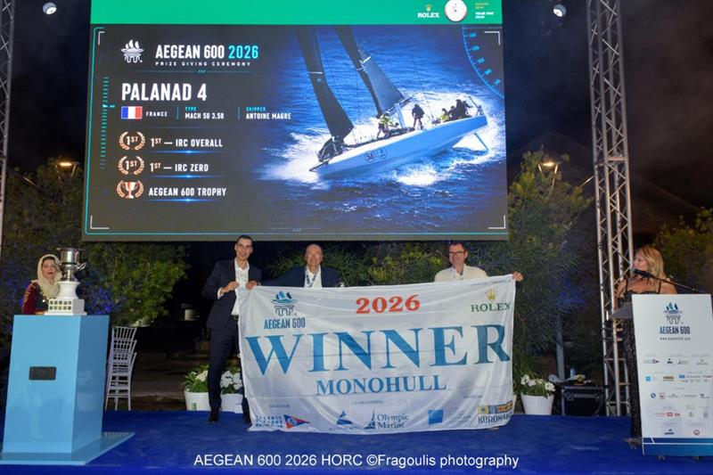 Magre's team received the Aegean 600 Trophy as overall IRC winner and Desmond's team the Poseidon Trophy for the overall ORC win photo copyright Vangelis Fragoulis taken at Hellenic Offshore Racing Club and featuring the ORC class