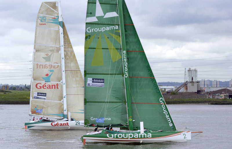 Six French 60 foot tris race on the Thames photo copyright Steve Arkley / www.sailshots.co.uk taken at  and featuring the ORMA 60 class