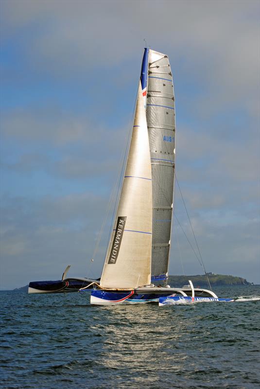 Team Australia passing Tiri Matangi photo copyright Melanie Benton / RNZYS taken at Royal New Zealand Yacht Squadron and featuring the ORMA 60 class