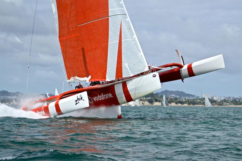 Team Vodafone Sailing competing in the 2015 Coastal Classic, Auckland, October 2015 photo copyright Richard Gladwell taken at Royal New Zealand Yacht Squadron and featuring the ORMA 60 class
