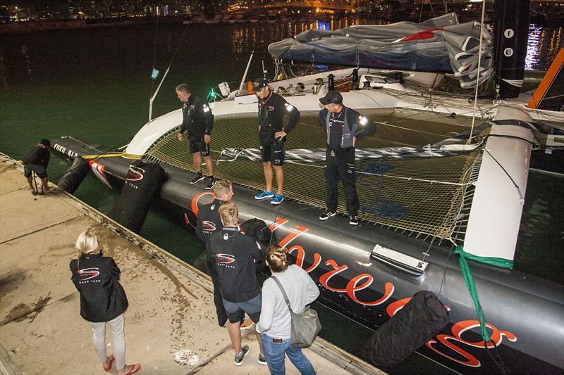 Scallywag comes home. What's missing? RHKYC Hong Kong to Hainan Race 2018 photo copyright Guy Nowell taken at  and featuring the ORMA 60 class