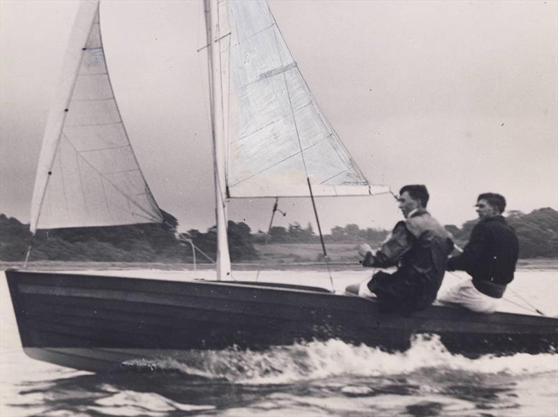 Jack Chippendale built the original Osprey like a large version of one his Merlin Rockets, with an all clinker hull. The more modern hull form, with a single panel for the topsides, would be introduced after the 1953 La Baule IYRU Trials photo copyright Norbury / Proctor Families taken at  and featuring the Osprey class