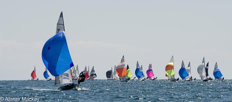 The 2021 Champions, Matt Burge & Vyv Townend, leading the fleet during 2021 National Championship hosted by Tenby Sailing Club - photo © Alistair Mackay