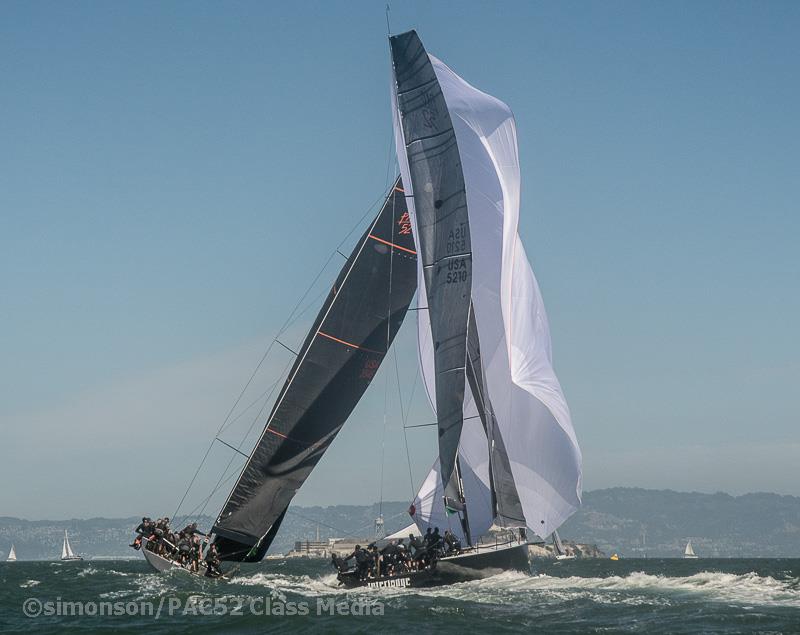 Pac 52s on day 1 of the Rolex Big Boat Series 2018 photo copyright Erik Simonson / PAC52 Class taken at St. Francis Yacht Club and featuring the Pac 52 class