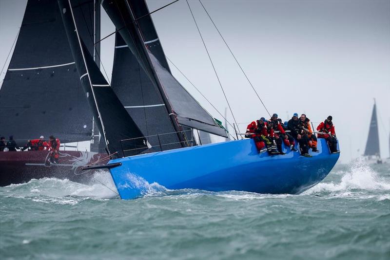 Chris Sheehan's PAC 52 Warrior Won in the gusty conditions at the start of the 2023 Rolex Fastnet Race photo copyright Paul Wyeth / www.pwpictures.com taken at Royal Ocean Racing Club and featuring the Pac 52 class