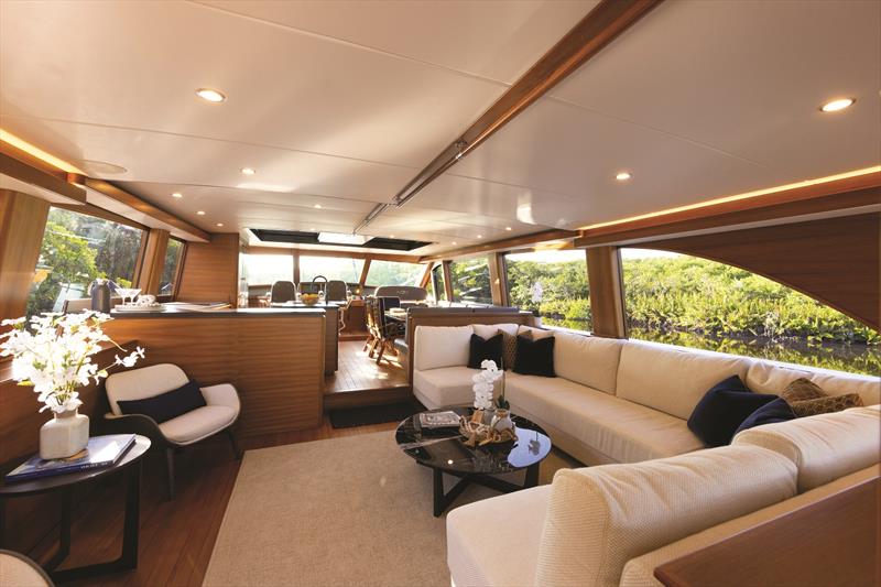 Palm Beach 85 - Salon photo copyright Palm Beach Motor Yachts taken at  and featuring the  class