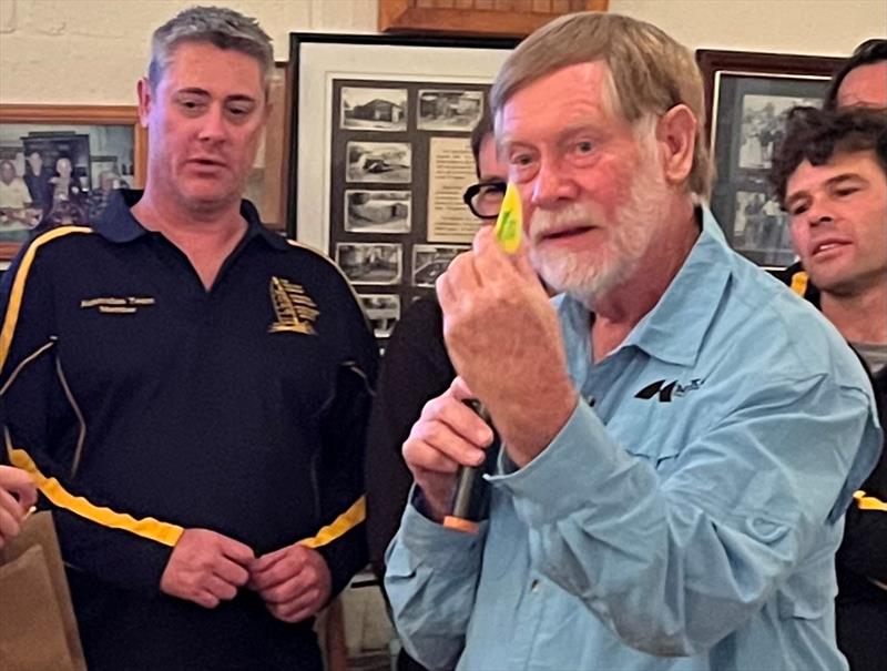 NSW State Champion, Garry Williams with runner up, son Greg. Garry in his role as APTCA President at 34th Paper Tiger Internationals, Lake Cootharaba, July 2025 photo copyright Brian Robinson taken at Albury Wodonga Sailing Club and featuring the Paper Tiger class