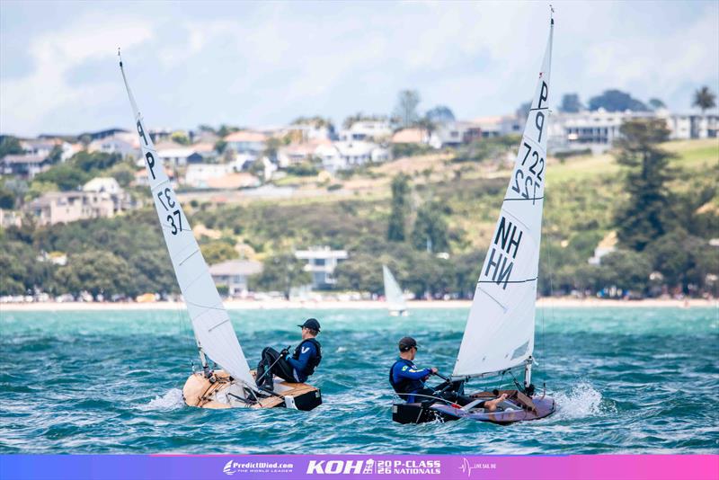 Blake Batten (722) and Lauchy Wills  (37) do battle - Day 2 - PredictWind Tauranga Cup - January 8, 2026  - Kohimarama Yacht Club photo copyright  Suellen Hurling / Live Sail Die for PredictWind taken at  and featuring the P class class