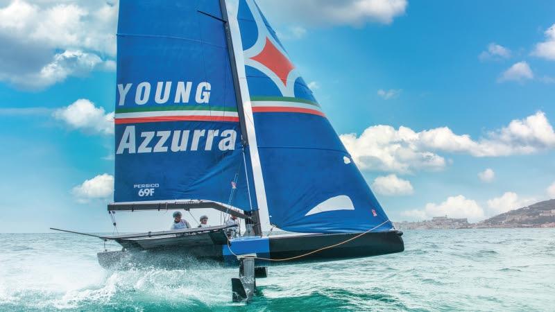 Young Azzurra training in Gaeta with the new branded sails photo copyright YCCS / Gianluca Di Fazio taken at Yacht Club Costa Smeralda and featuring the Persico 69F class
