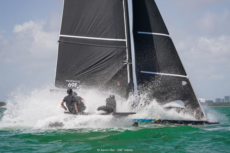 Perfecting manoeuvres is not easy - but that's the fun of foiling - Bacardi Cup Invitational Regatta - photo © Kevin Rio / 69F Media
