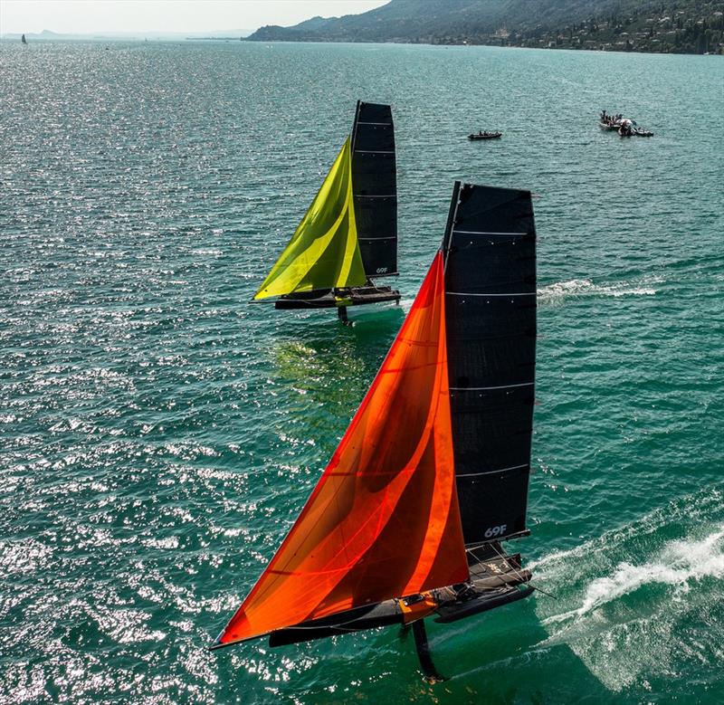 Foiling on Lake Garda in the competition photo copyright Kevin Rio / 69F Media taken at  and featuring the Persico 69F class