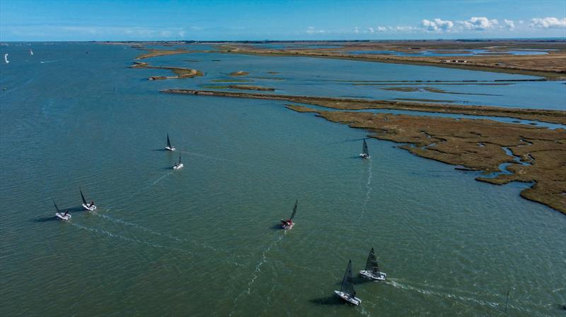 Phantoms from the air at Burnham Week 2022 photo copyright Roger Mant taken at Burnham Sailing Club and featuring the Phantom class