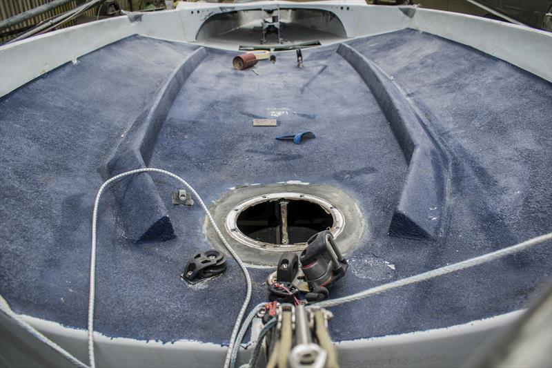 International 14 Rebuild: Stripping off the deck - photo © Sharna Dryden