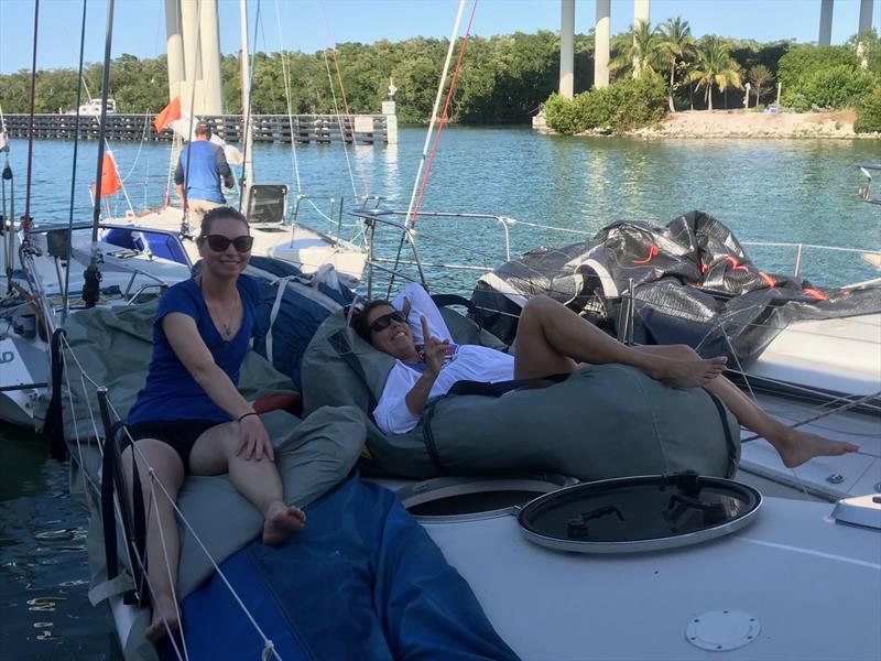 Post-racing relaxation at the Miami to Key Largo Race photo copyright Miami to Key Largo Race taken at Miami Yacht Club and featuring the PHRF class