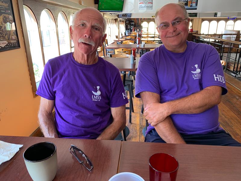 Bill Fisher and Mike Ludtke enjoy a pre-race breakfast photo copyright Phil Bush taken at  and featuring the PHRF class