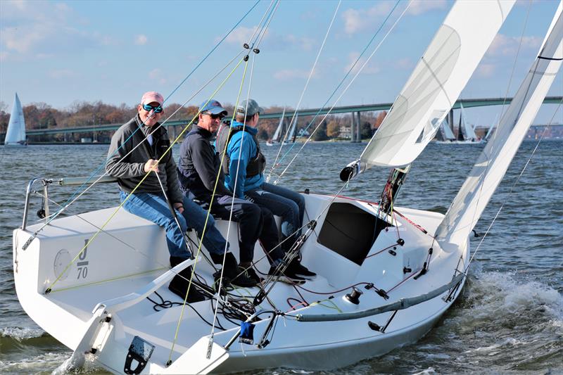Fully crewed racecourse action near the Severn River Bridge photo copyright Will Keyworth taken at Annapolis Yacht Club and featuring the PHRF class