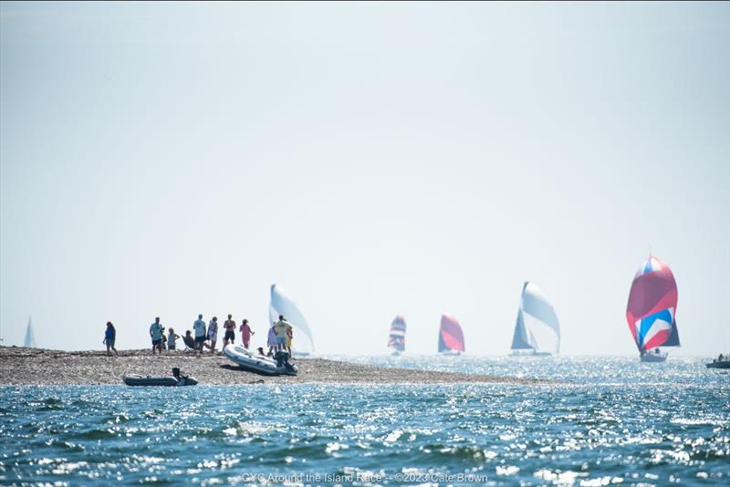 Locals watch from Dutch Island - 96th Conanicut Yacht Club Around the Island Race photo copyright Cate Brown taken at Conanicut Yacht Club and featuring the PHRF class