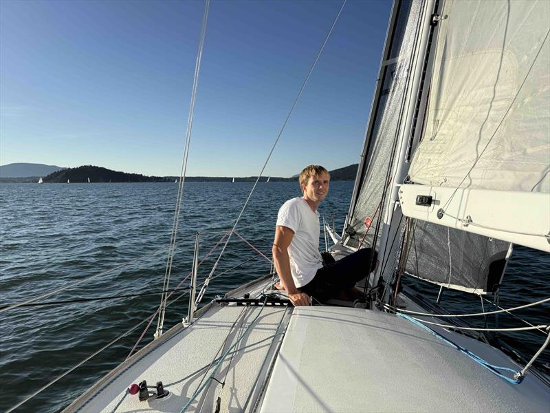 Leo Bieker attending to bow duties on his family's Shilshole 27 - photo © David Schmidt