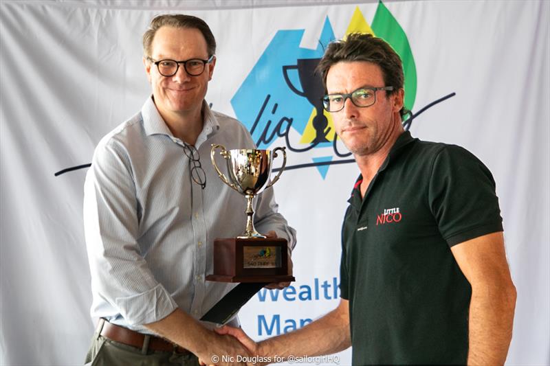 LGT Wealth Management Australia Cup - Mitch White accepting Little Nico's win on PHRF photo copyright Nic Douglass for @sailorgirlHQ taken at Cruising Yacht Club of Australia and featuring the PHRF class