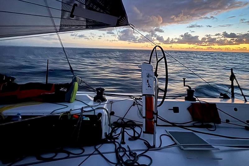 Dawn aboard Clockwork heading across the Tasman Sea - Three Kings Race - April 17, 2026 - photo © Richard Gladwell - Sail-World.com/nz