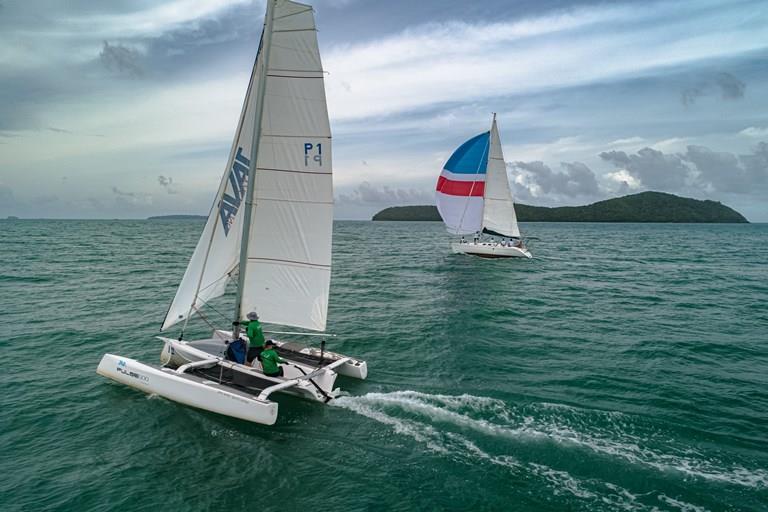 Tristan Hamilton skippering Pulse Grey: Phuket Raceweek 2022 photo copyright Helicam Asia taken at Phuket Yacht Club and featuring the  class