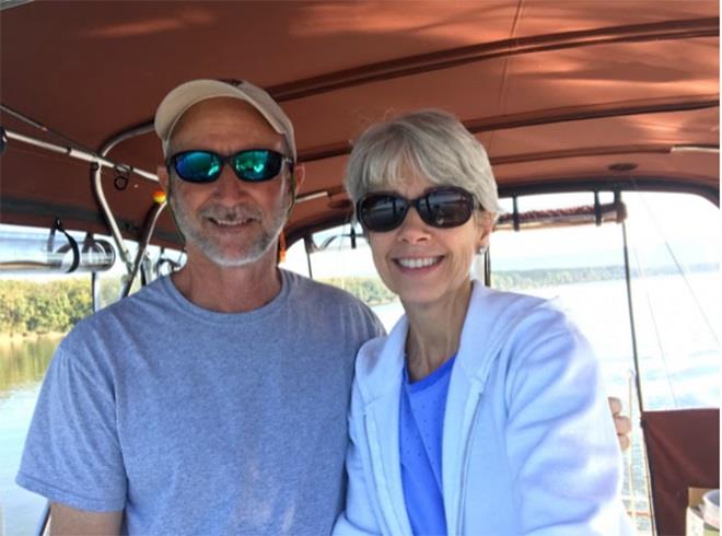 George and Meg Sanders on Viridian photo copyright Cruising Odyssey taken at  and featuring the Power boat class