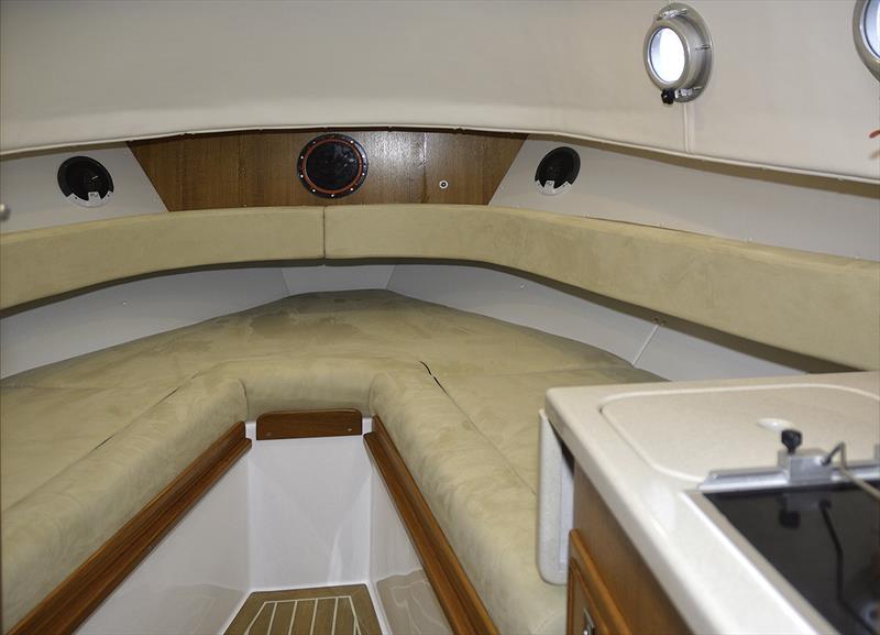  Forward cabin: showing galley and  double bed/dinette arrangement. The enclosed heads are located opposite the galley photo copyright Barry Pickthall / PPL taken at  and featuring the Power boat class