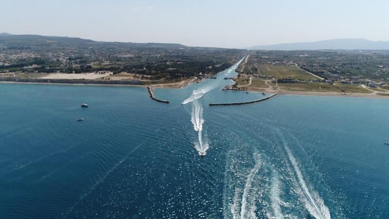 Exit Corinth canal photo copyright RibCruises taken at  and featuring the Power boat class
