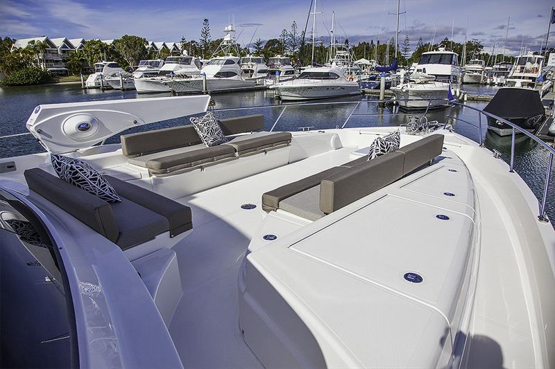 Foredeck aboard Riviera's 68/72 Sports Motor Yacht photo copyright John Curnow taken at  and featuring the Power boat class