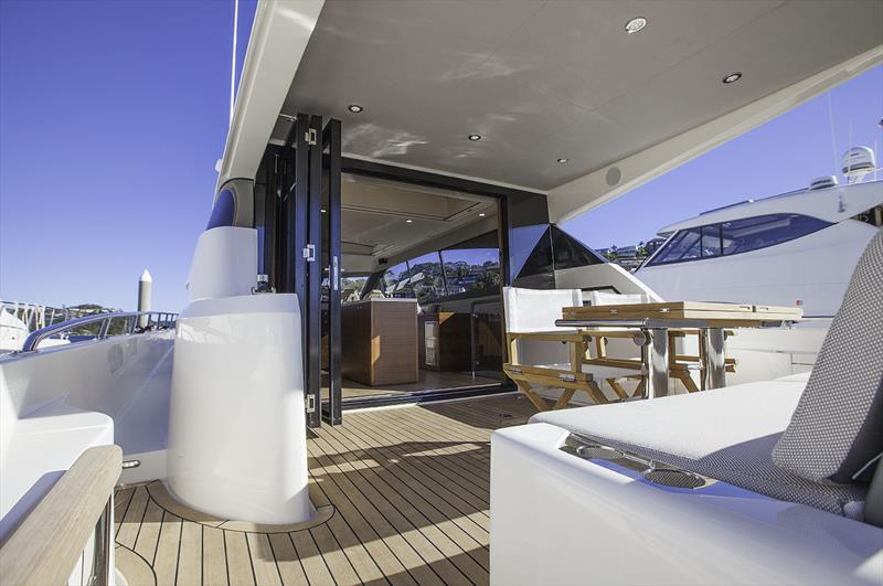 Maritimo X60 cockpit with full access into the main saloon from the bi-fold doors. - photo © John Curnow