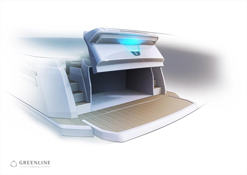 Greenline 45 Fly stern toy storage - photo © Greenline Yachts