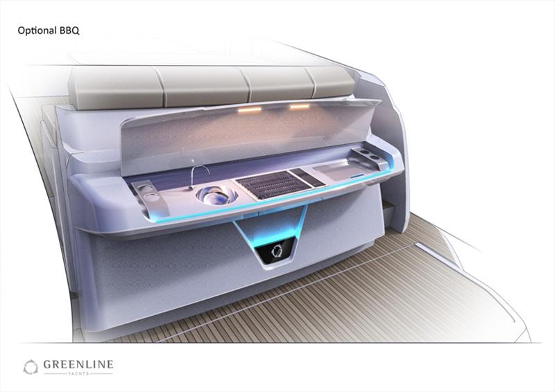 Greenline 45 Fly stern barbecue - photo © Greenline Yachts
