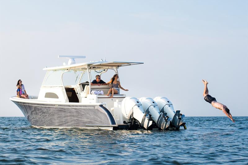 Hinckley Sport Boat 40c photo copyright Cate Brown taken at  and featuring the Power boat class