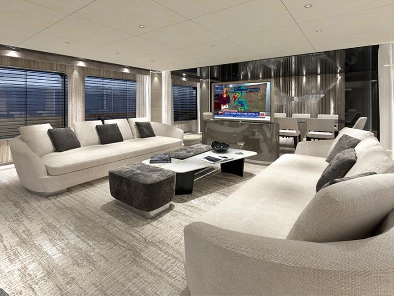 Saloon view with TV - Tankoa hybrid S502 Elettra - photo © Tankoa Yachts
