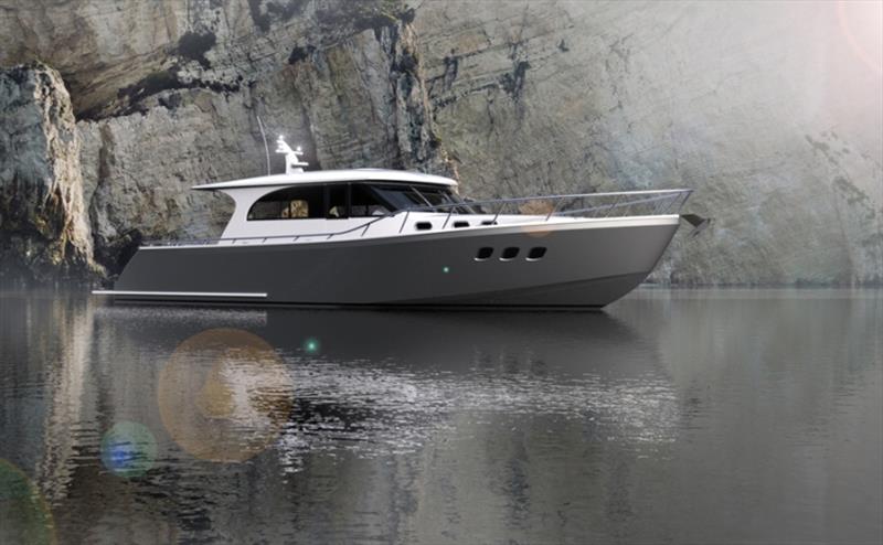 Newport 460 render photo copyright Newport Motor Yachts taken at  and featuring the Power boat class