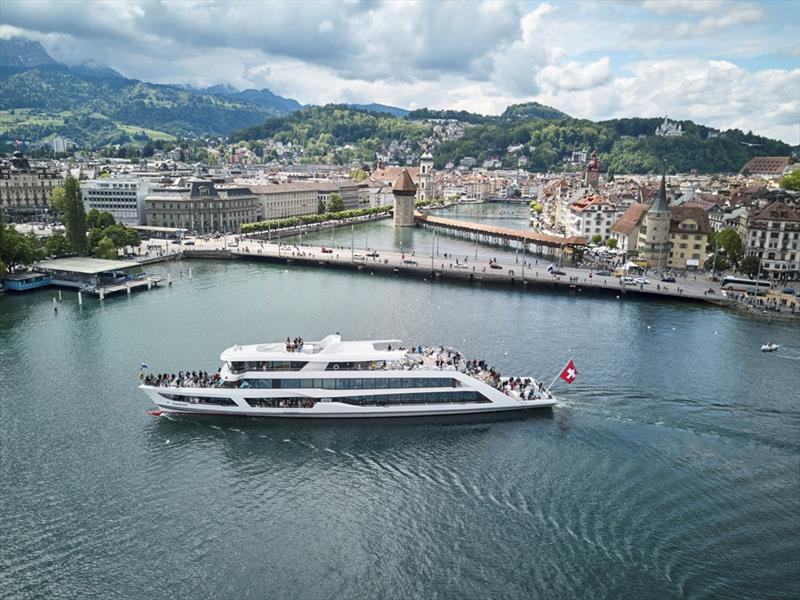Switzerland's first carbon neutral ship, the “MS Diamant”, has been in operation on Lake Lucerne since 2017. Built by the Shiptec AG shipyard, the ferry is powered by two hybrid engines in conjunction with two ZF 3000 V transmissions photo copyright Emanuel Ammon taken at  and featuring the Power boat class