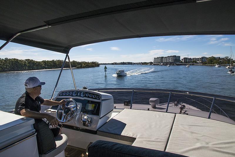 Room with a view all right. Flying bridge is the place to be on the Longreef 60 SX photo copyright John Curnow taken at  and featuring the Power boat class