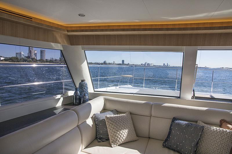 Stable, quiet, spacious, luxurious, customisable - main saloon of the ILIAD 50 is all set to take you places photo copyright Jennifer McKinnon taken at  and featuring the Power boat class