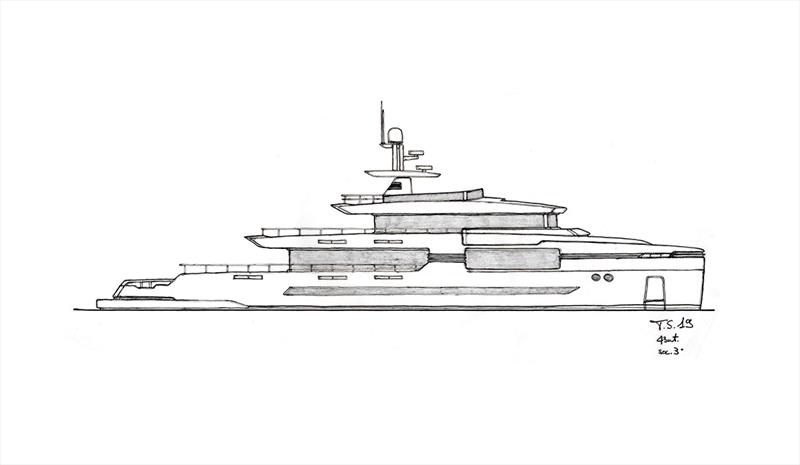 Tommaso Spadolini reveals a new 43-metre design project photo copyright Tommaso Spadolini taken at  and featuring the Power boat class