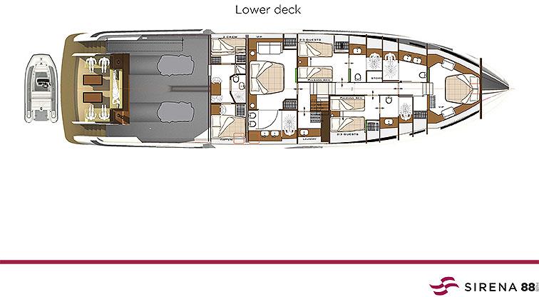 Sirena 88 lower deck photo copyright Sirena Yachts taken at  and featuring the Power boat class