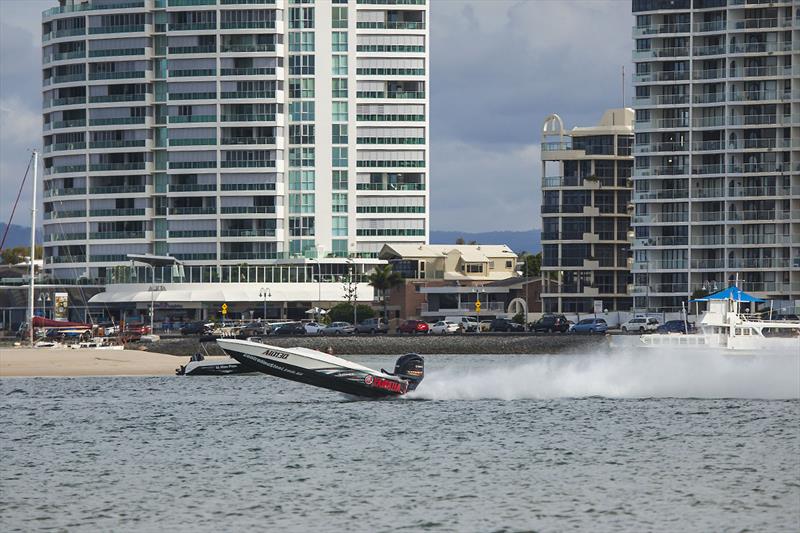 Hilarious fun on board the Labsports 21 with Yamaha V6 reflashed to 330hp by Nizpro Marine - capable of over 100mph! photo copyright John Curnow taken at  and featuring the Power boat class