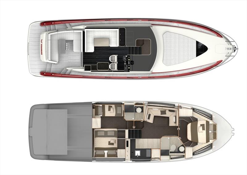 X47 deck layout (top) and interior layout (bottom) - photo © Yanmar