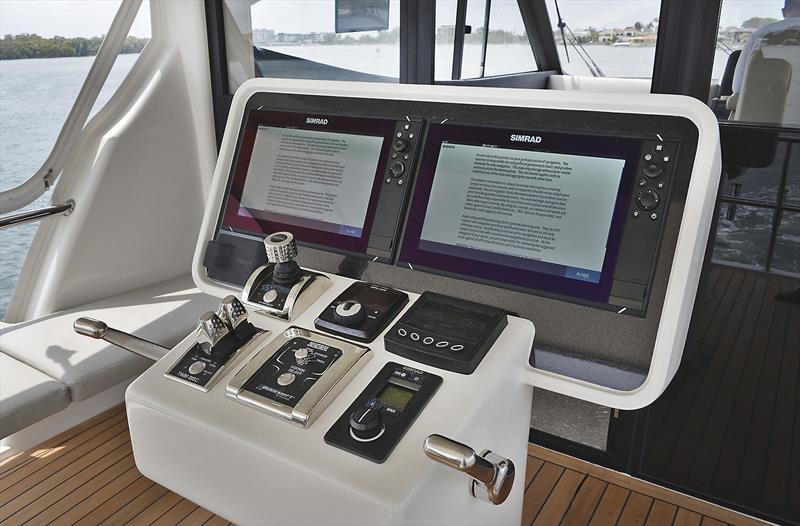 Every true Sportsfisherman needs a helm station overlooking the cockpit, and individual gear/throttle levers ensure you can stand facing aft and manoeuvre the Maritimo One M72 precisely to the catch photo copyright Murray Waite taken at  and featuring the Power boat class