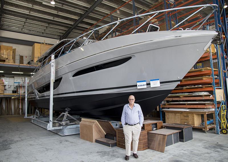 The great man, Bill Barry-Cotter, and his new Maritimo X50 photo copyright John Curnow taken at  and featuring the Power boat class