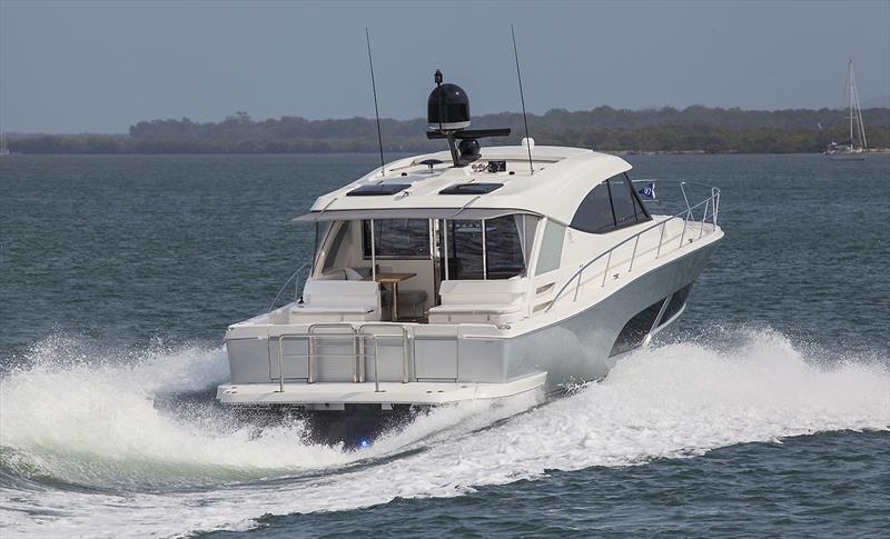 Very purposeful hull form rides superbly - Riviera 505 SUV World Premiere - photo © John Curnow