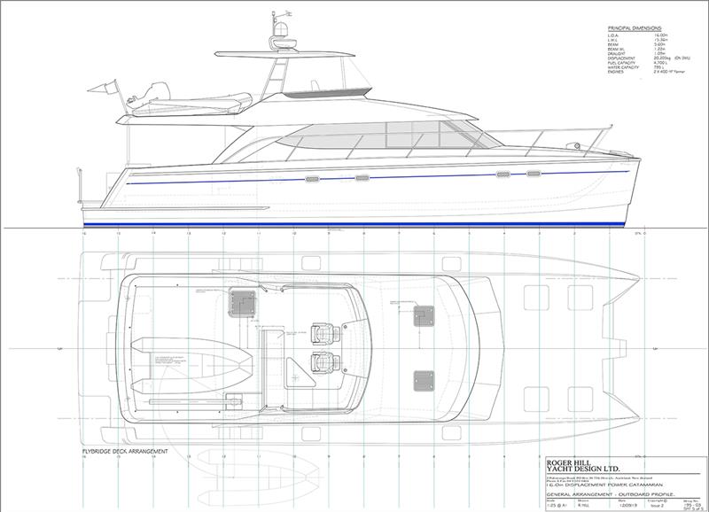 195 (16m Displ Power Cat) Study plan - Omahu Outboard profile photo copyright ATL Composites taken at  and featuring the Power boat class