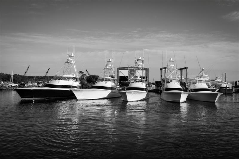 Bayliss yachts pictured, listed left to right: Cane Pole (Bayliss 84') Blank Check (Bayliss 75') Shark Byte (Bayliss 73') Singularis (Bayliss 68') Salty Tiger (Bayliss 62') photo copyright Bayliss Boatworks taken at  and featuring the Power boat class